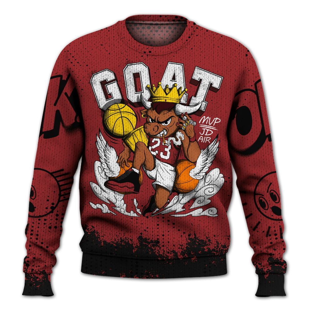 Knitted Sweater To Match Alternate Flu Game 12s - FlightMan Number 23 G.O.A.T