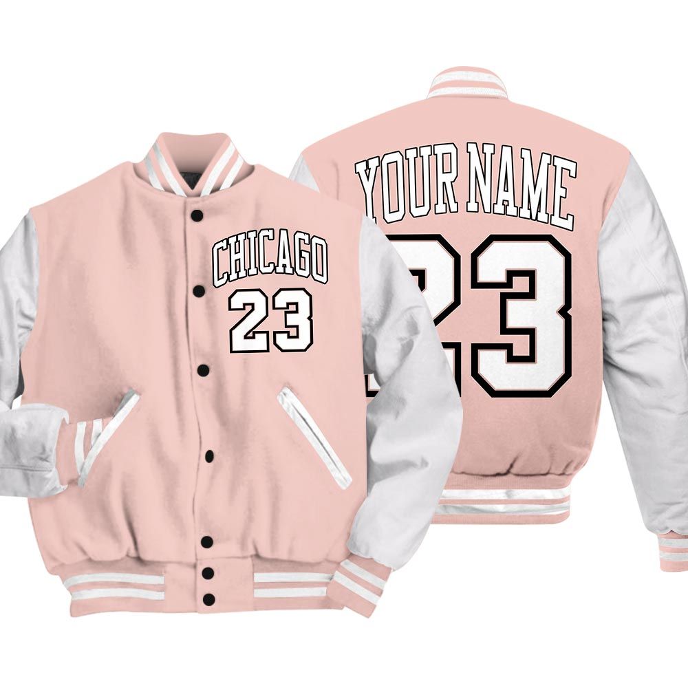 Varsity Jacket To Match Varsity Jacket Custom Name Chicago 23, Low Legend Pink 11s - To Match Sneaker Legend Pink 11s 2504 NCT