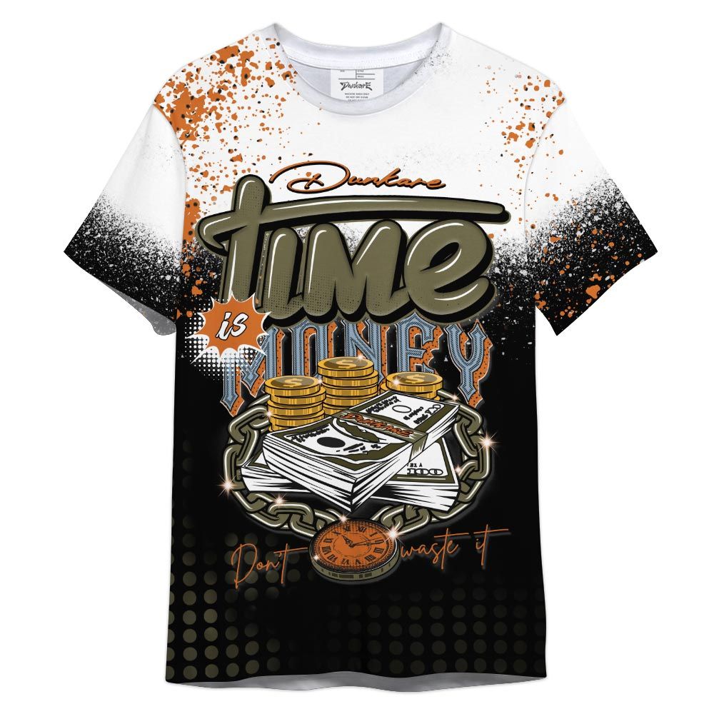 Dunkare Shirt Halftone Time Is Money, Olive 5s T-Shirt, To Match Sneaker Olive 5s Graphic Tee HDT