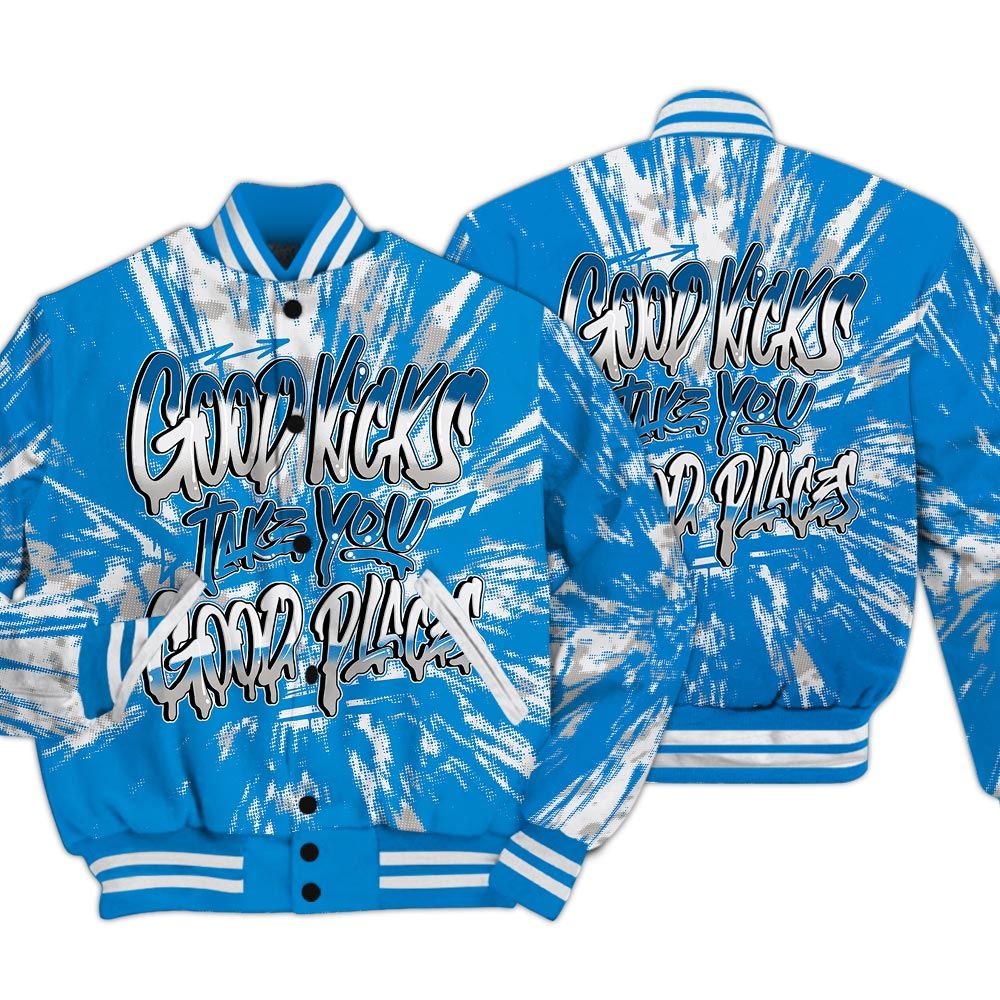 Varsity Jacket To Match Industrial Blue 4s - Good Kick Good Places Luxury Varsity Jacket Unisex