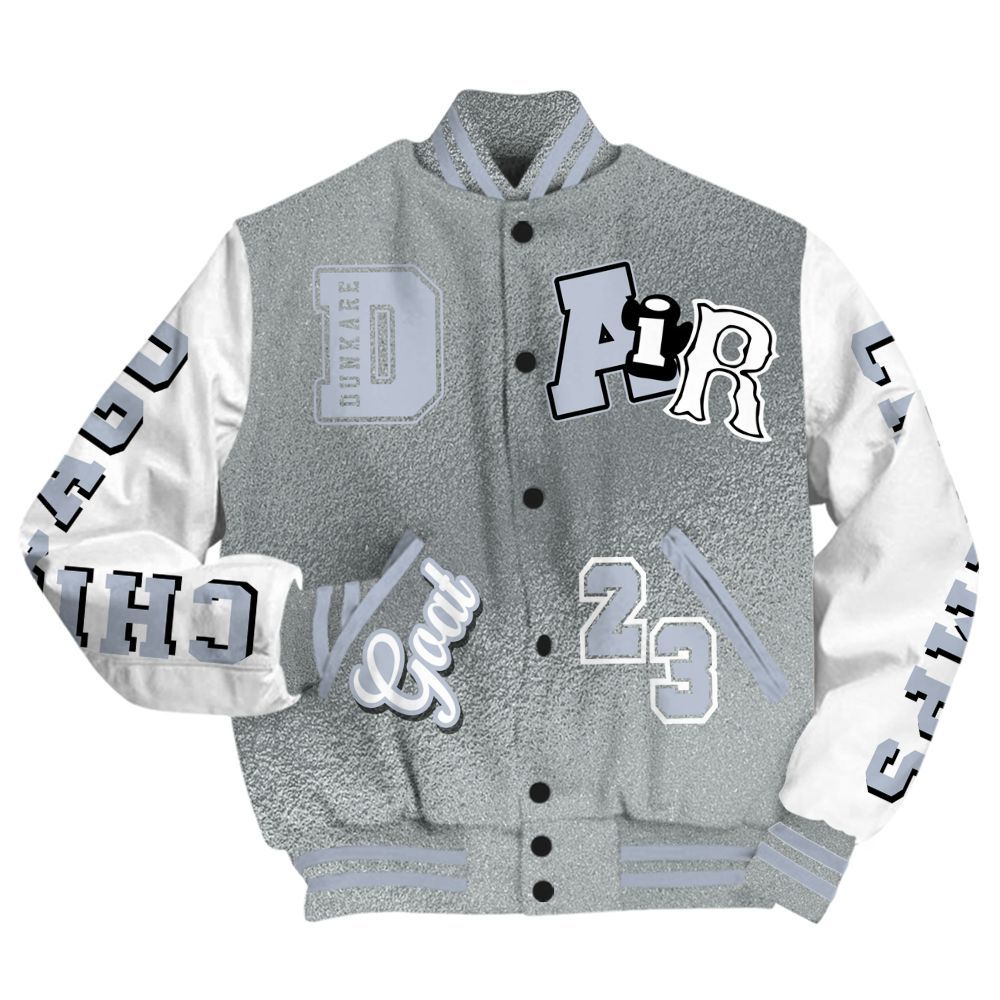 Varsity Jacket To Match White Metallic 2026 5s - AIR Number 23 GOAT All Over Print