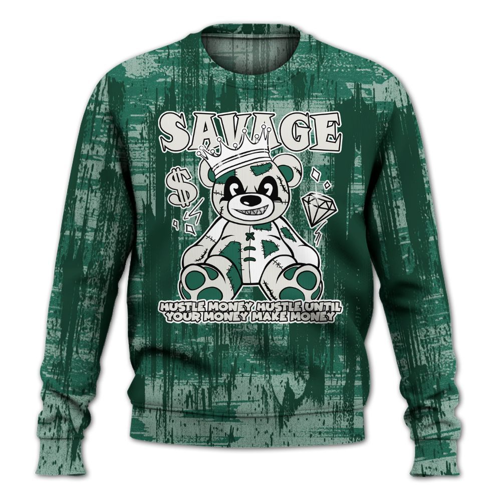 Sweatshirt To Match Oxidized Green 4s - Savages Bear Glitch Art All Over Print