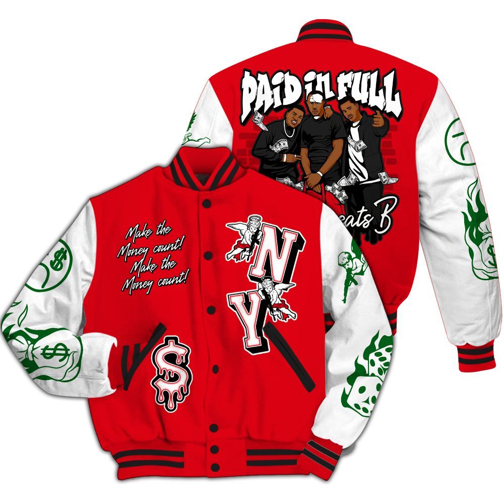 Varsity Jacket To Match Chicago 13s - Paid In Full Money Graphic Varsity Jacket All Over Print