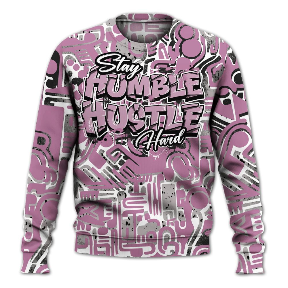 Sweatshirt To Match Neutral Grey Black White Orchid 4s - Humble Hustle Doodle Retro All Over Print