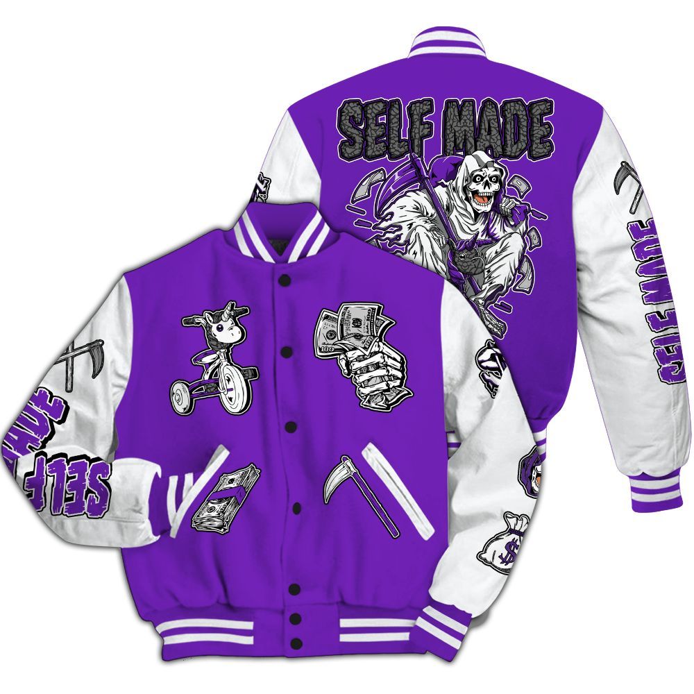 Varsity Jacket To Match Retro Dark Iris 3s - Self Make Skeleton All Over Print