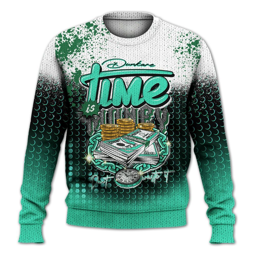 Knitted Sweater To Match Black Green Glow 3s - Halftone Time Is Money