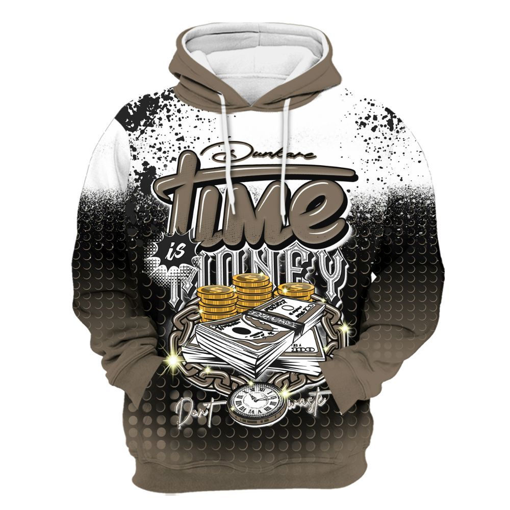 Hoodie To Match Low OG Dark Mocha 1s - Halftone Time Is Money All Over Print
