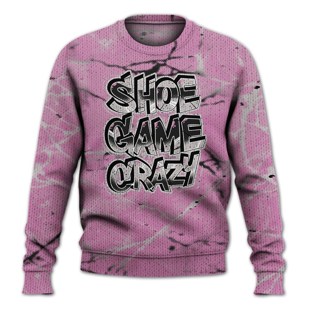 Knitted Sweater To Match Neutral Grey Black White Orchid 4s - Shoe Game Crazy Graphic