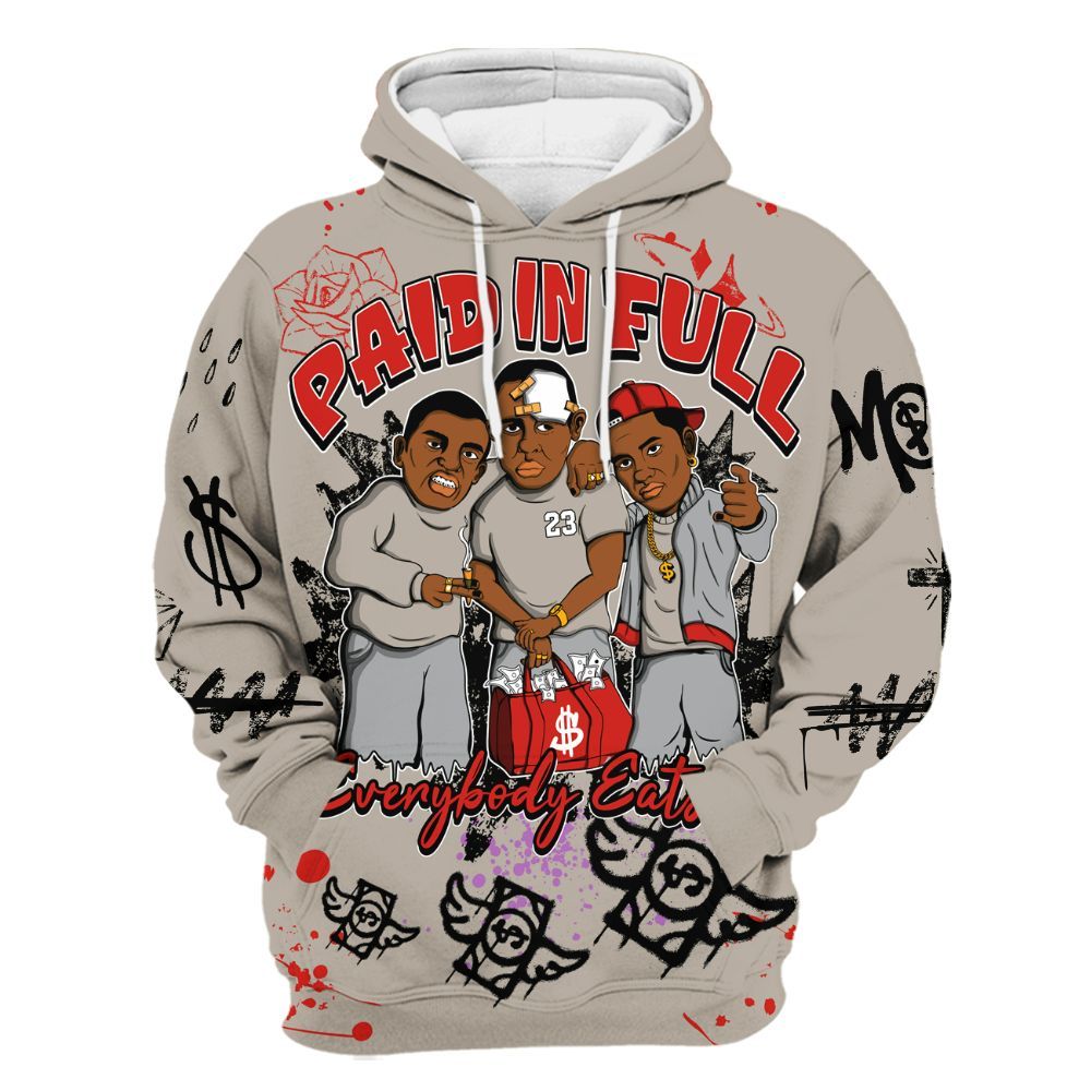 Hoodie To Match Low OG Phantom 1s - Everybody Paid In Full Crayon All Over Print