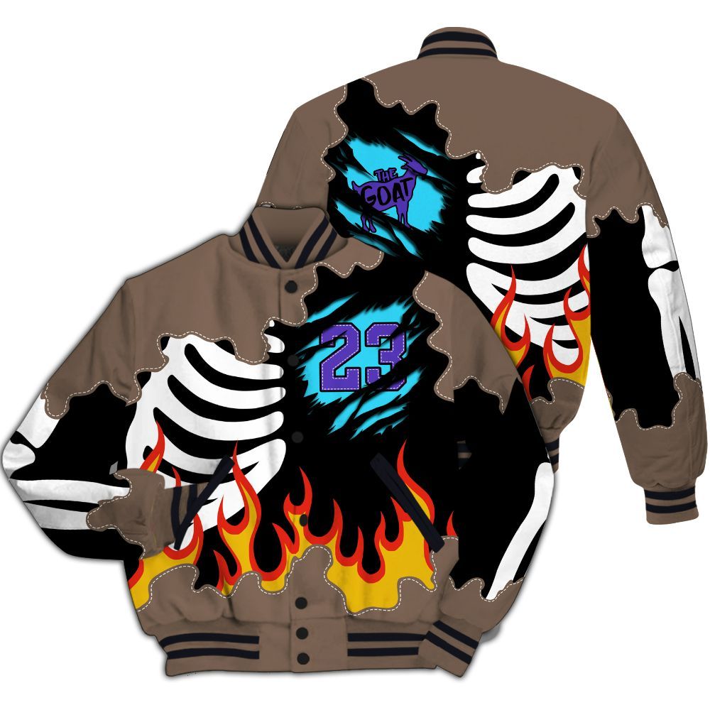 Varsity Jacket To Match Olive Concord 9s - Burning Skeleton 23 G.O.A.T All Over Print