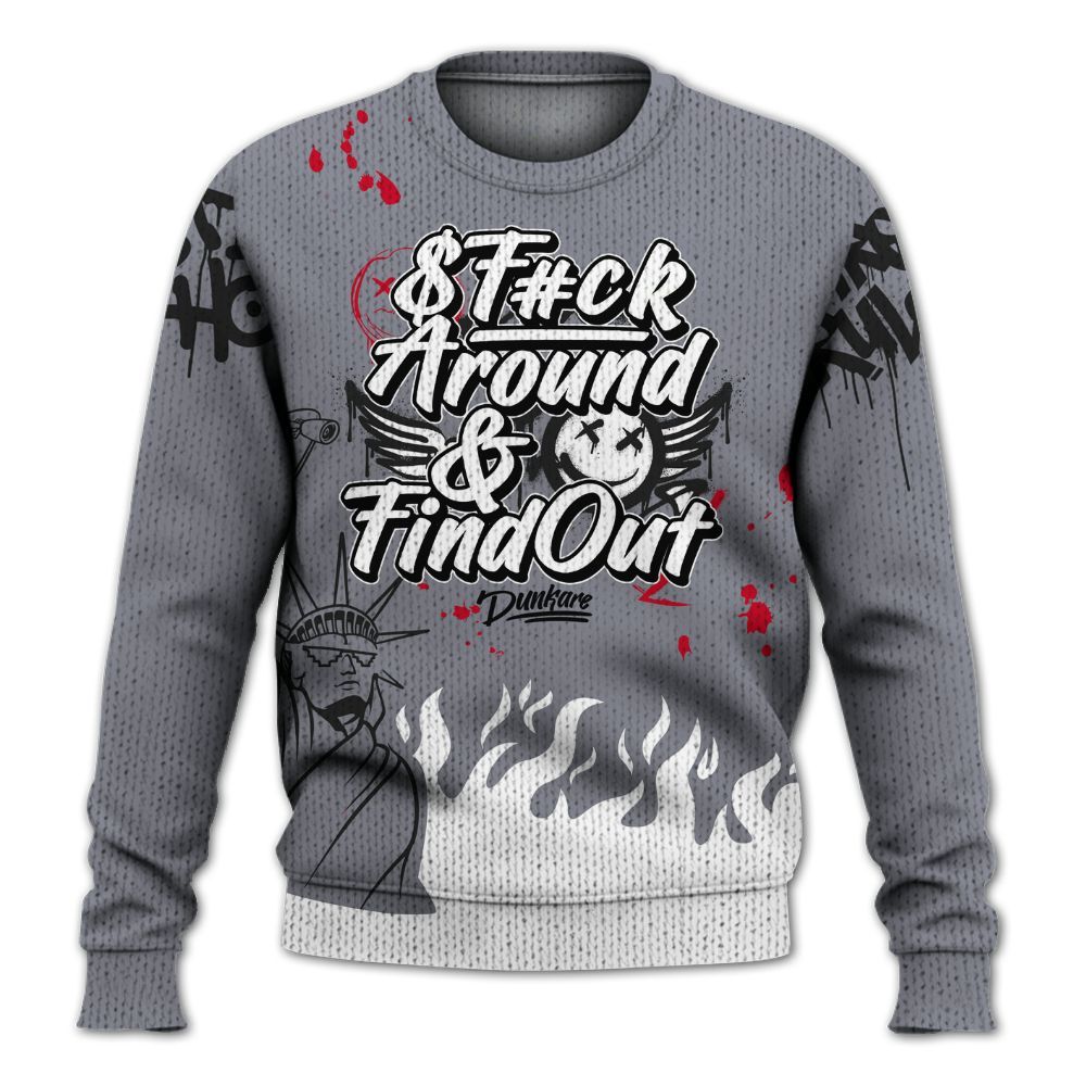 Knitted Sweater To Match Retro Black Flint 13s - Graphic Fck Around Find Out