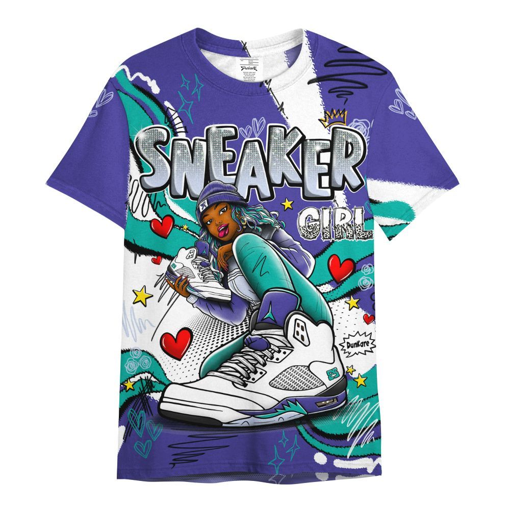 Shirt To Match Retro Grape 5s - Sneaker Girl With Shoes All Over Print