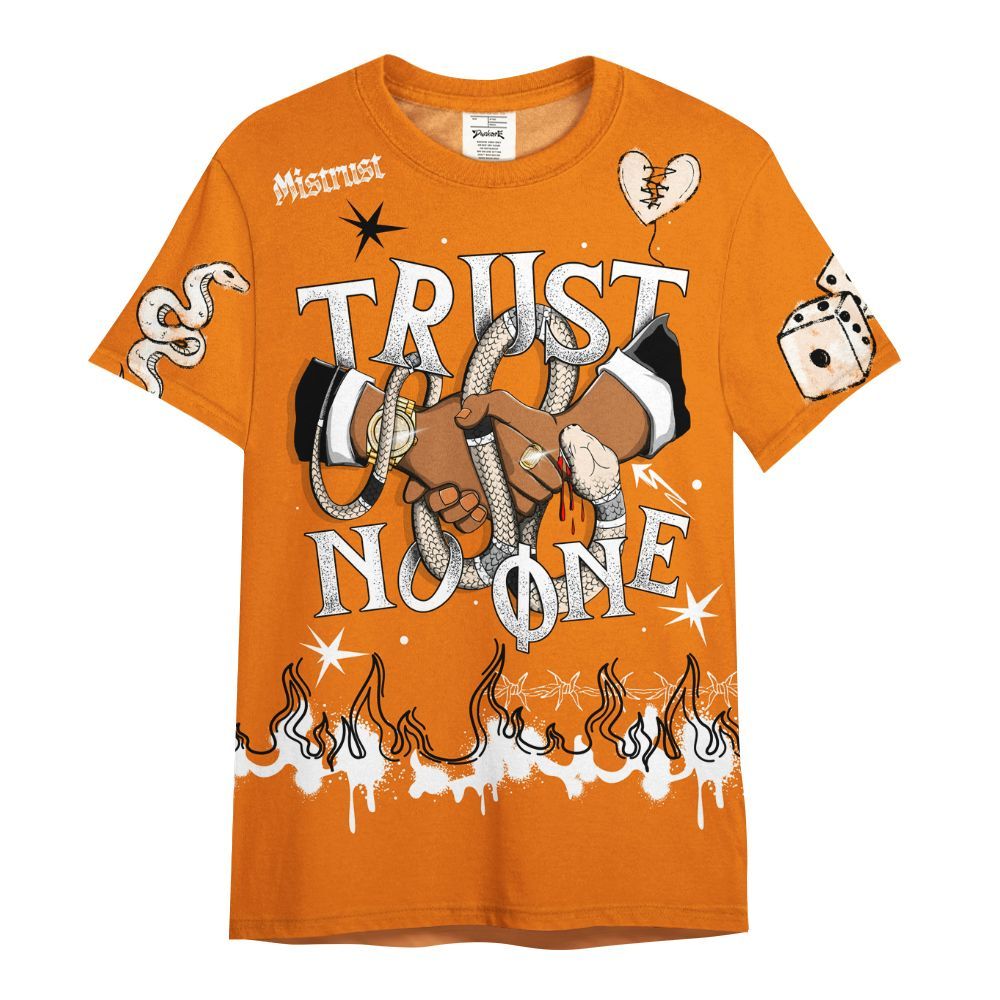 Shirt To Match Orange Citrus 3s - Trust No One Snake-Bite Doodle Crayon All Over Print