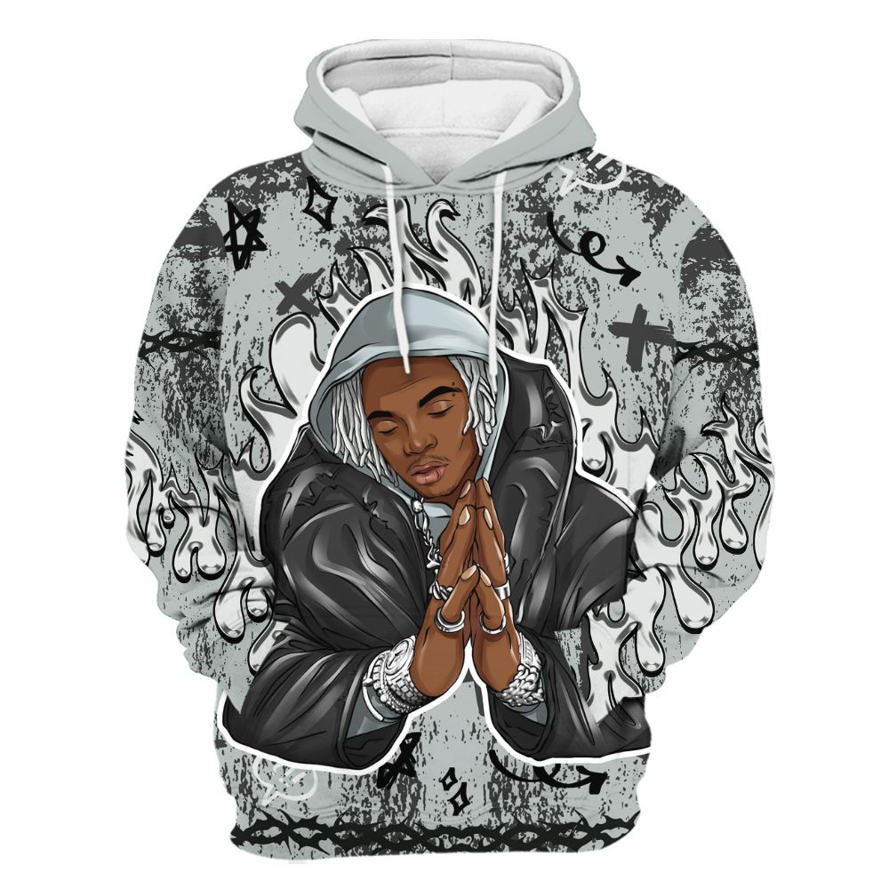 Hoodie To Match Black Wolf Grey 12s - Trappin' Unique Graphics All Over Print