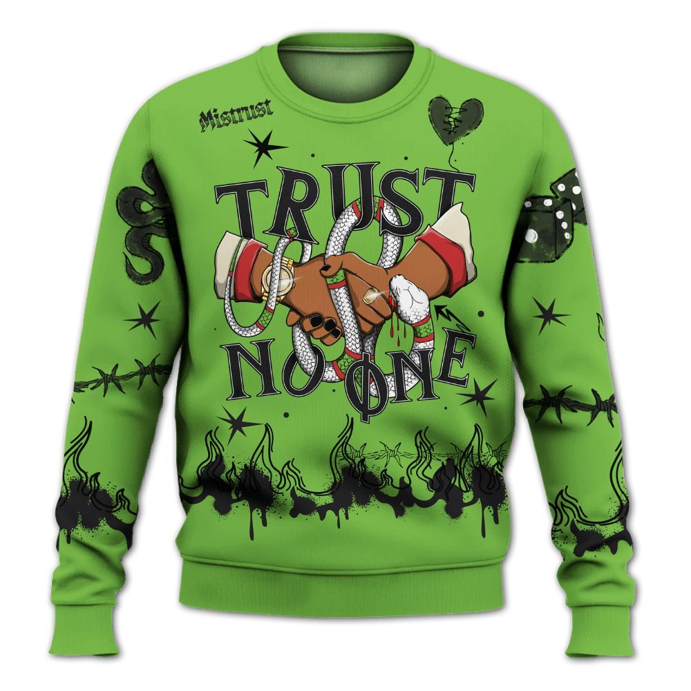 Sweatshirt To Match Air Max Waffle SP Action Green - Trust No One Snake-Bite Doodle Crayon All Over Print