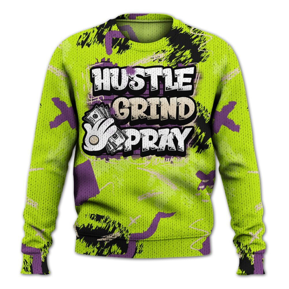 Sweater To Match GS Black Barely Volt 11s - Hustle Grind Pray Graphic Street Style Graphic