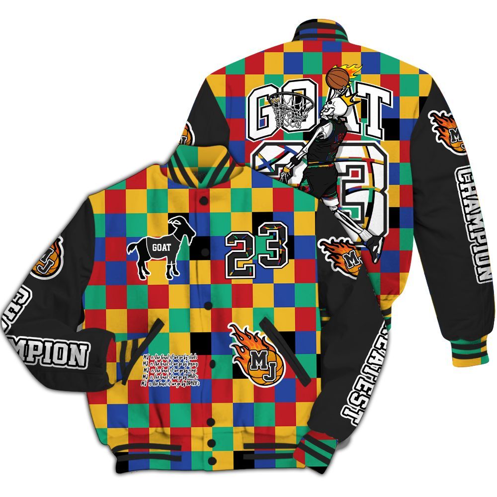 Varsity Jacket To Match Air Rainbow Weave - 23 G.0.A.T Jump Up Basketball All Over Print