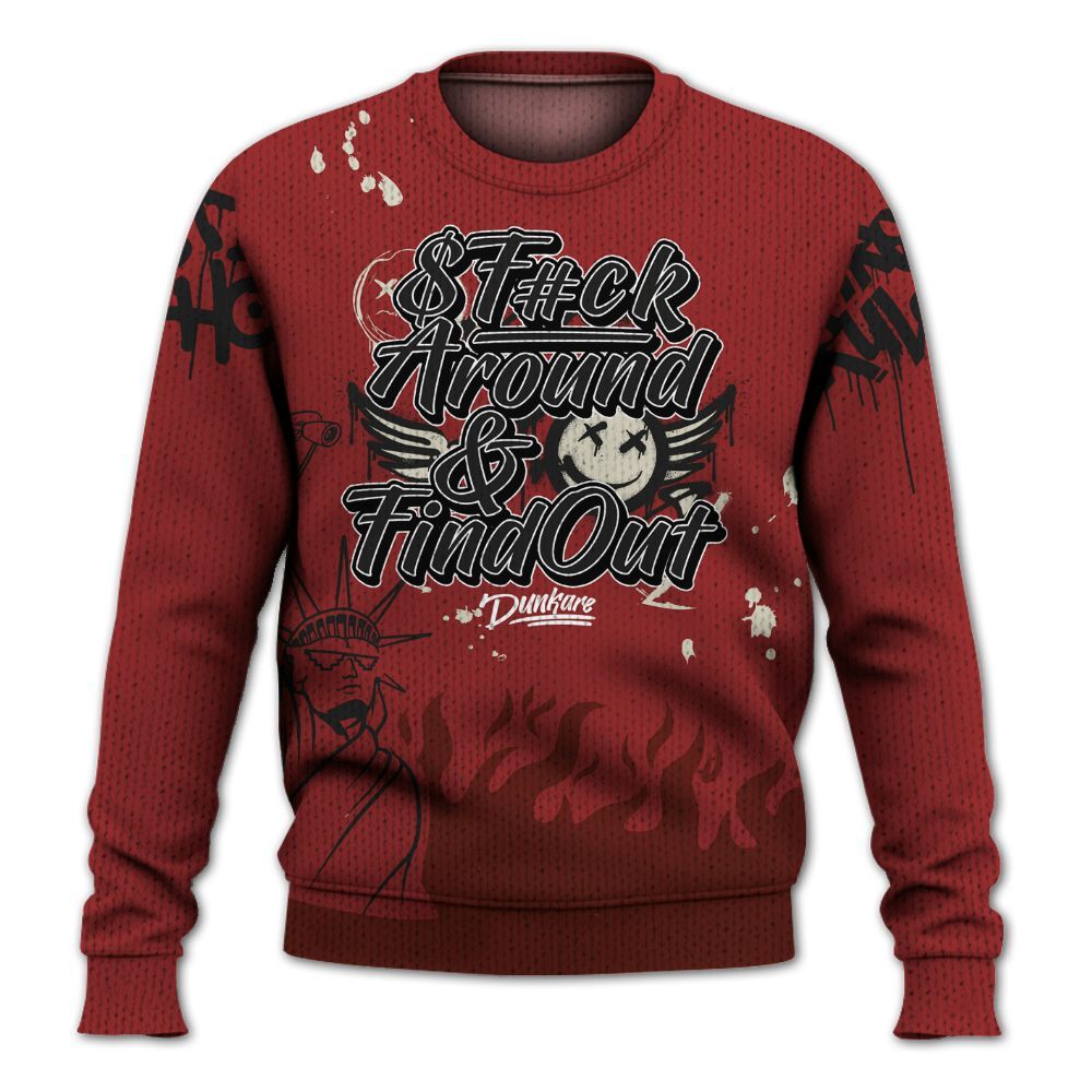 Knitted Sweater To Match High 85 Bred 1s - Graphic Fck Around Find Out
