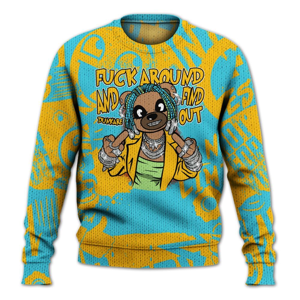 Knitted Sweater To Match SB Dunk Di'Orr Greenwood - F#ck Around Bear Bear Monogram Graffiti