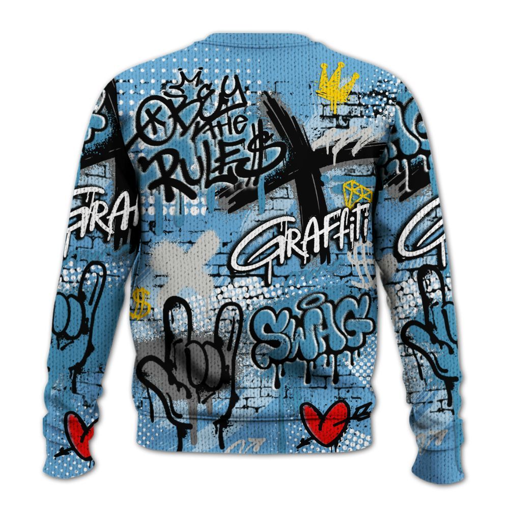 Knitted Sweater To Match SB Dunk Low University Blue - True It Real Graffiti Streetwear