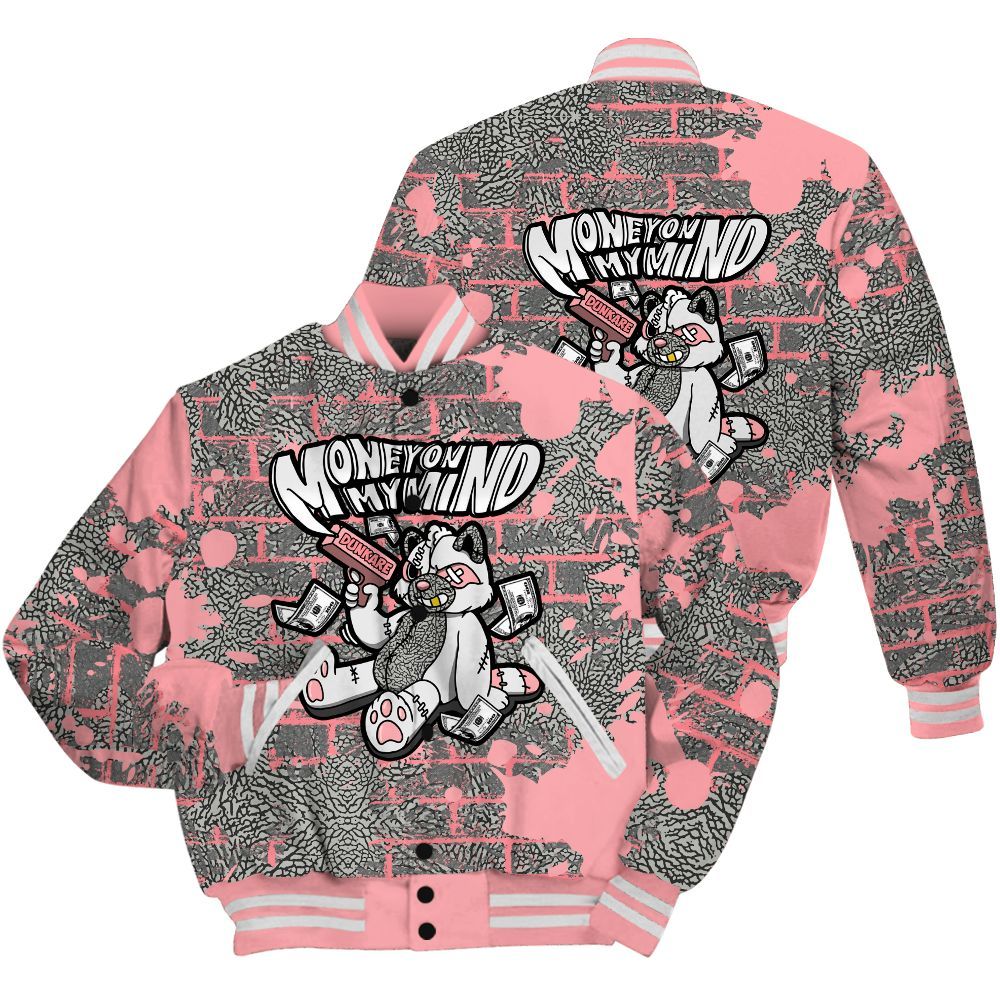 Varsity Jacket To Match Retro Wings 3s Shirt - Money On My Mind Raccoon Brick All Over Print