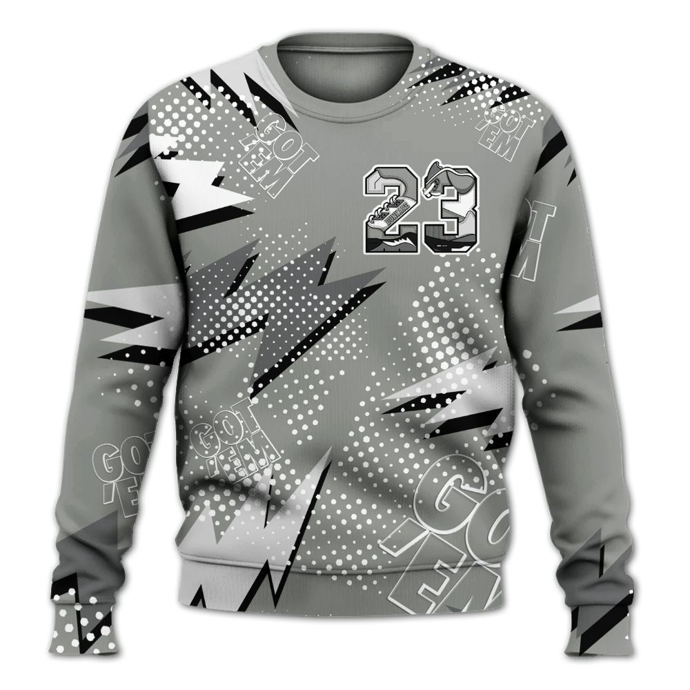 Sweatshirt To Match Paris Cement Grey 4s - Custom Name Number 23 5s All Over Print