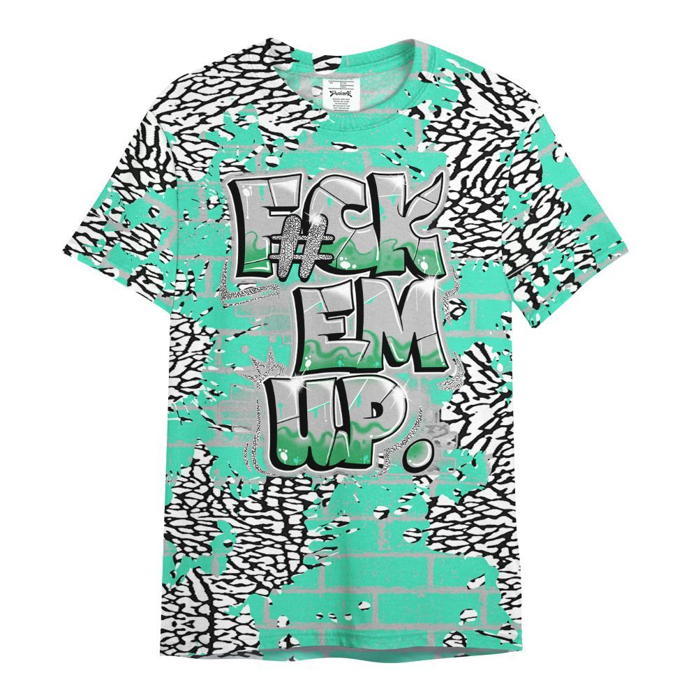 Shirt To Match Black Green Glow 3s - F#ck Em Graphic Brick Art All Over Print