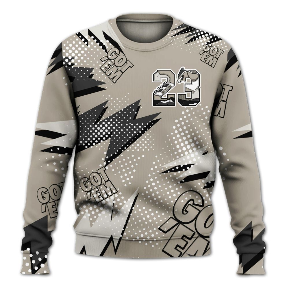 Sweatshirt To Match RM Light Bone 4s - Custom Name Number 23 5s All Over Print