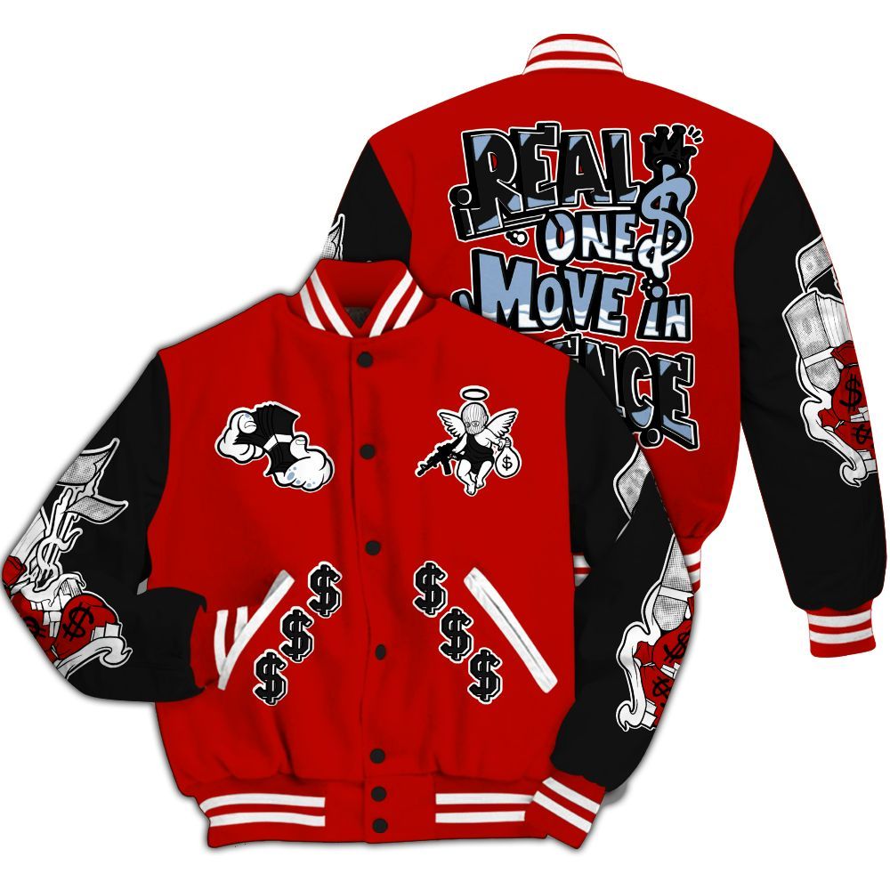 Varsity Jacket To Match Retro Fire Red 6s - Ones Move In Silence All Over Print