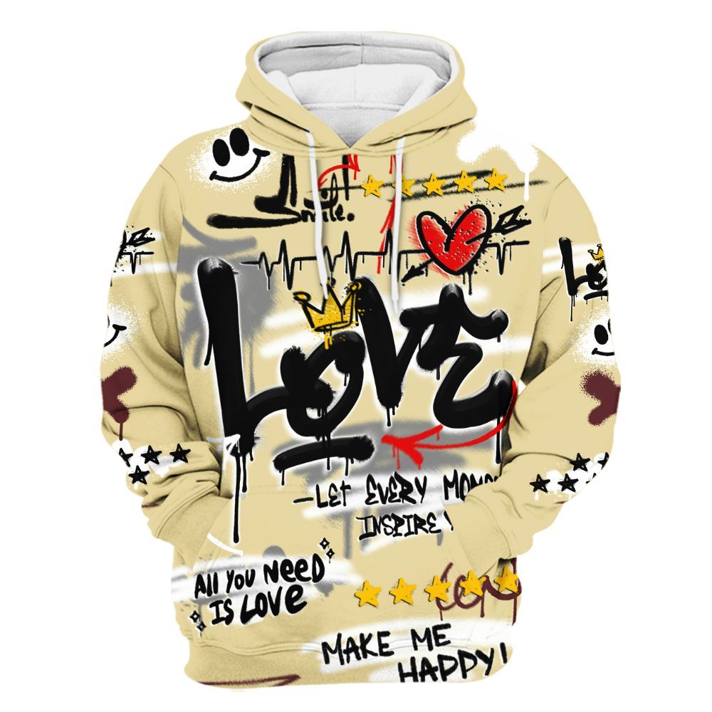 Hoodie To Match Women Phantom 12s - Happy Love Beats Graffiti Streetwear All Over Print
