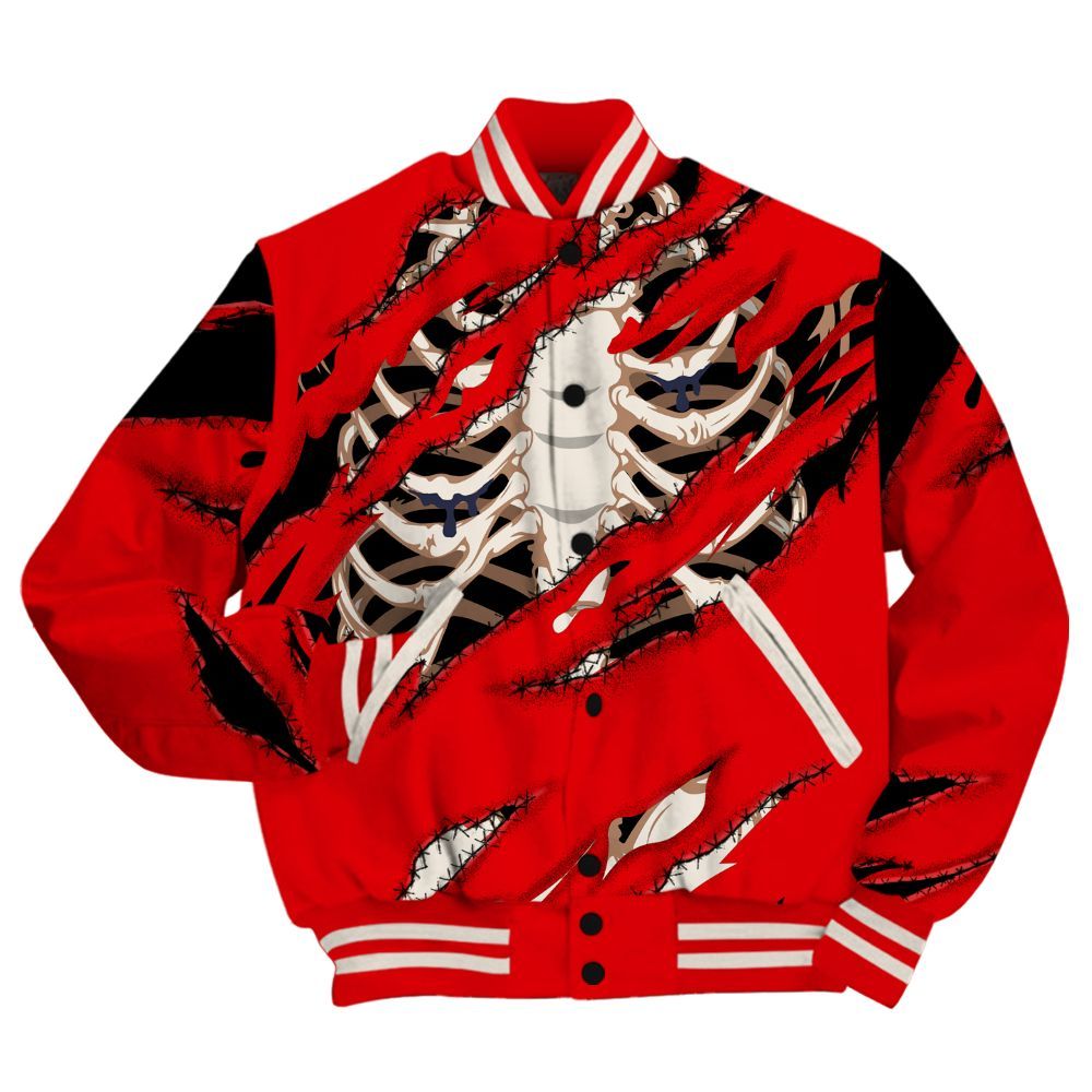 Varsity Jacket To Match Low OG Howard University 1s Shirt, GOT 'EM Skeleton Scratch All Over Print