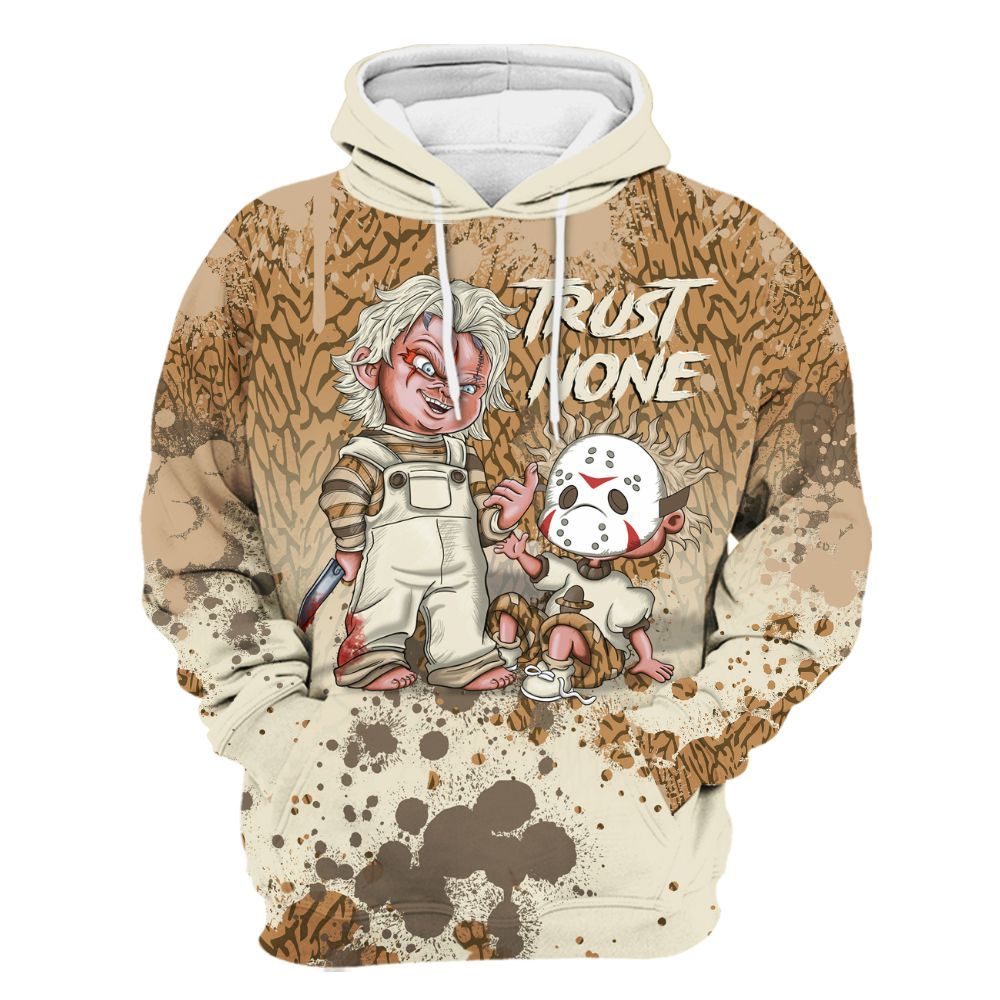 Hoodie To Match Orewood Brown 3s - Trust No One Scary All Over Print