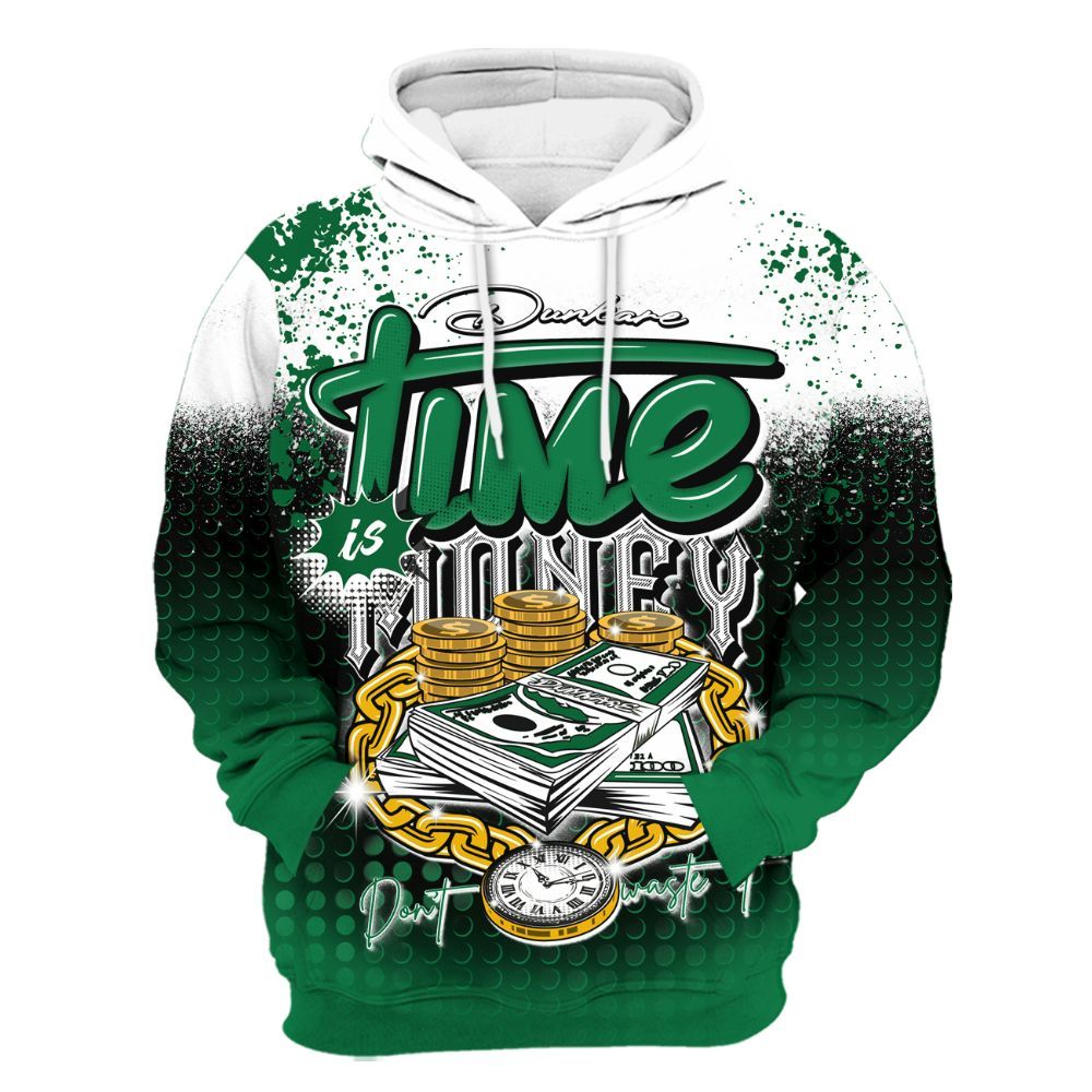 Hoodie To Match Pine Green 13s - Halftone Time Is Money All Over Print
