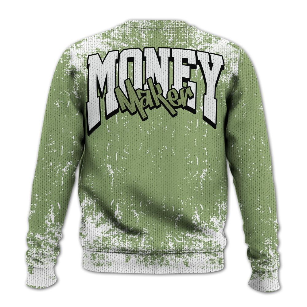 Knitted Sweater To Match Oil Green 4s - Move In Silence Money Street Retro