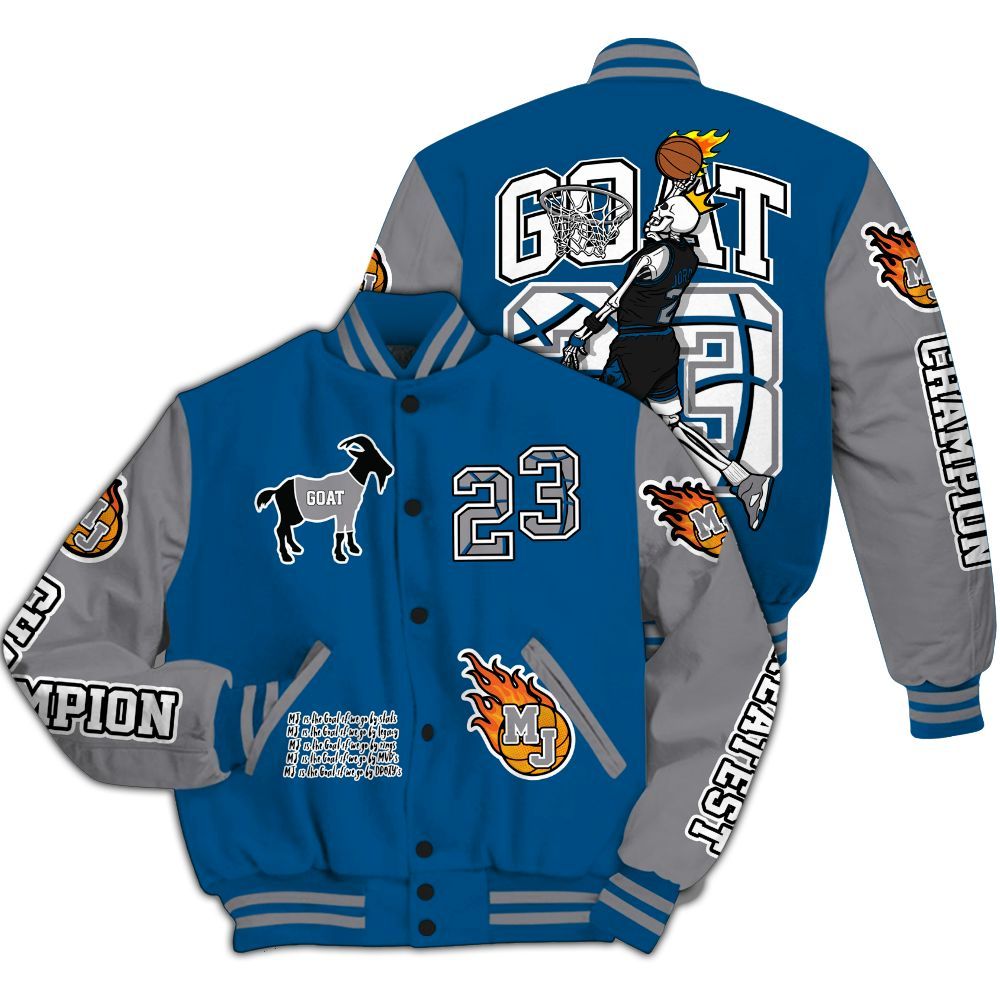 Varsity Jacket To Match High OG True Blue 1s - 23 G.0.A.T Jump Up Basketball All Over Print