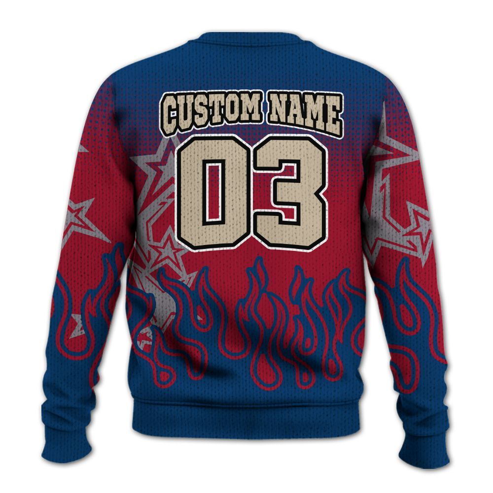 Knitted Sweater To Match Rare Air 4s - Allen Answer Unique Fire Custom Name