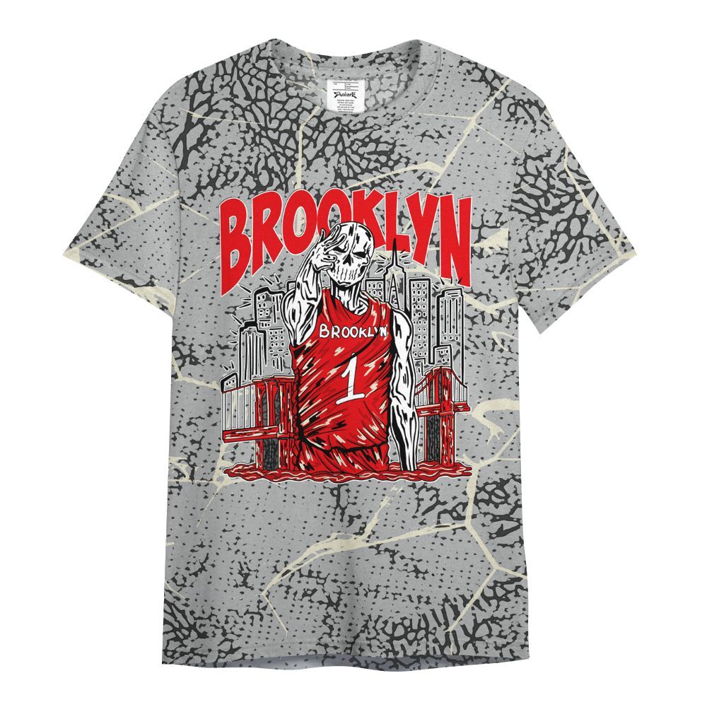 Shirt To Match Cement Grey 3s - Brooklyn's Skeleton Crack All Over Print