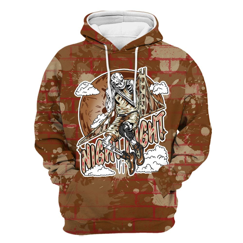 Hoodie To Match Archaeo Brown 5s - Seeya Skeleton Brick All Over Print