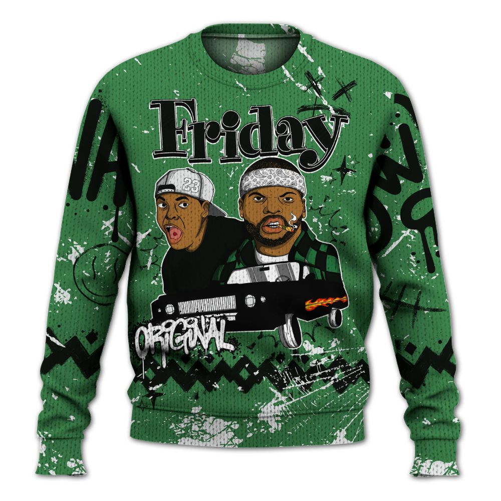 Knitted Sweater To Match Lucky Green 1s - Friday Sneaker Crayon