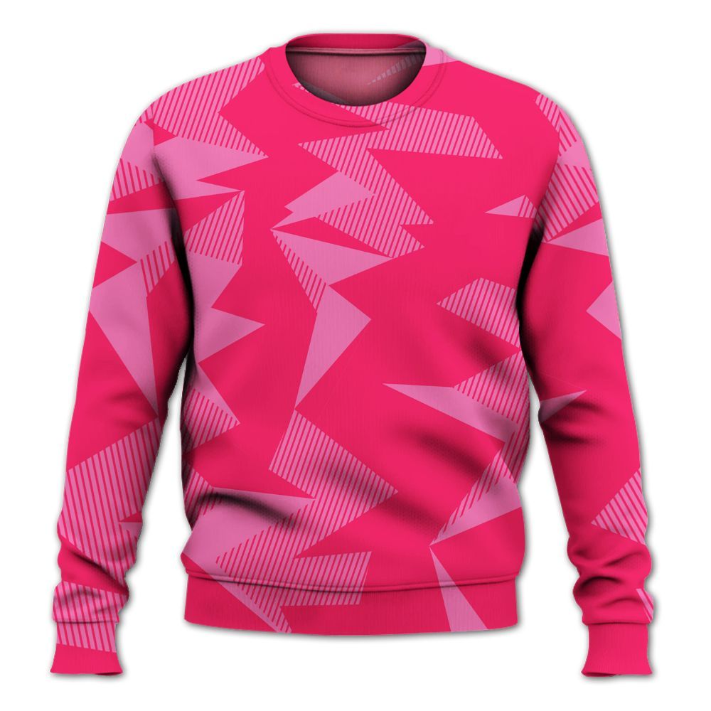 Sweatshirt To Match Air VaporMax Plus Triple Pink - Geometric Camouflage Pattern All Over Print
