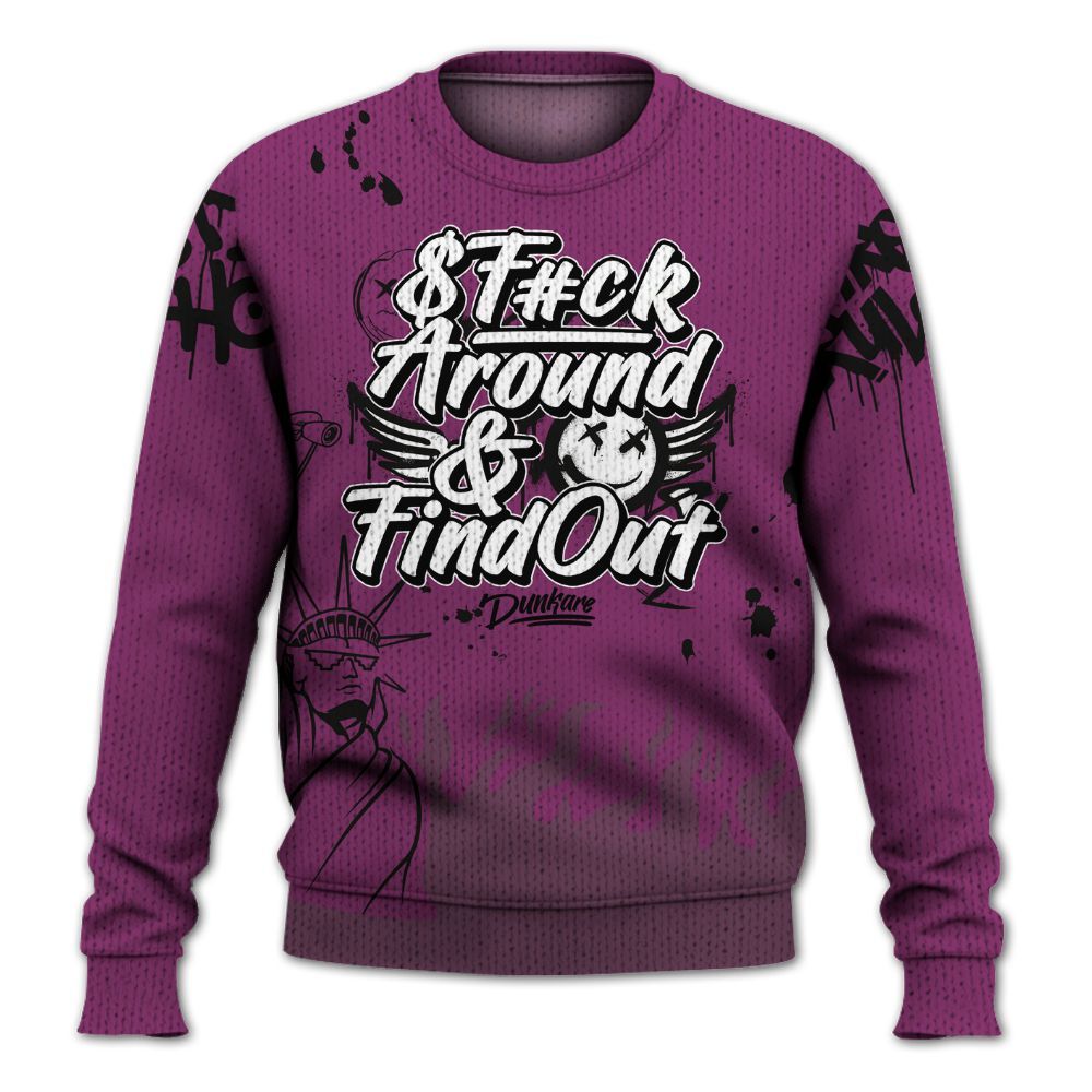 Knitted Sweater To Match Air Max Sunder Gore Tex Bold Berry - Graphic Fck Around Find Out