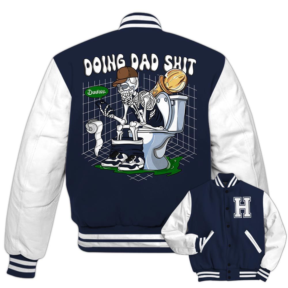 Varsity Jacket To Match Midnight Navy 13s - Custom Doing Dad Shit Varsity Jacket Outfit 1605 1TCD
