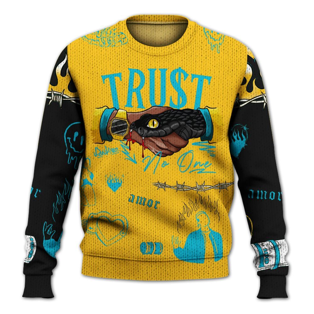 Knitted Sweater To Match Retro Aqua 5s - Snake Trust No One