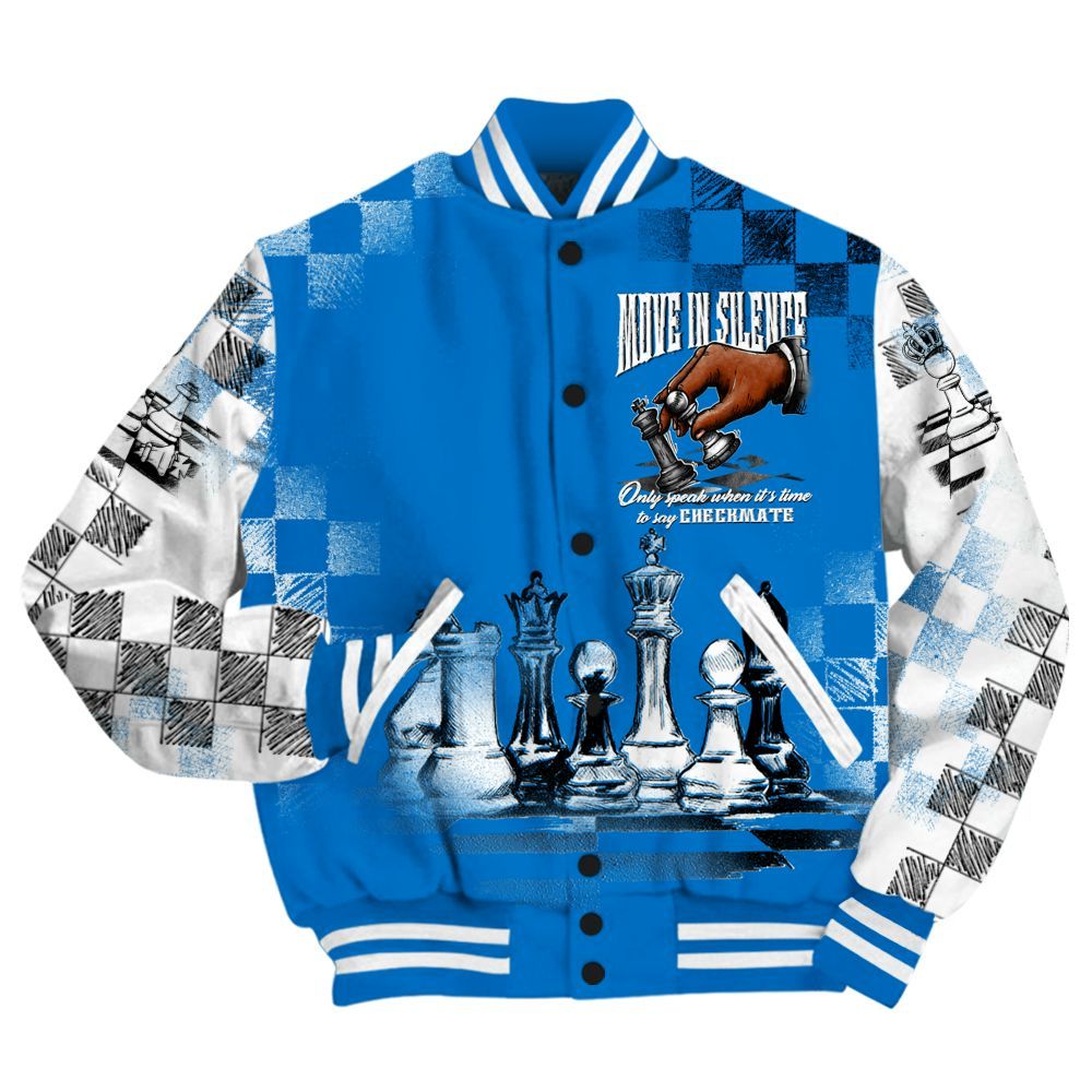 Varsity Jacket To Match Blueberry 12s - Chess Move In Silence All Over Print