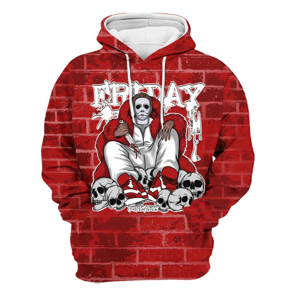 Hoodie To Match Red Taxi 12s - Friday Brick All Over Print