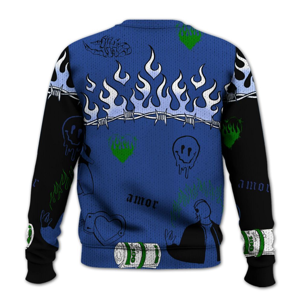 Knitted Sweater To Match Retro Hyper Royal 13s - Snake Trust No One