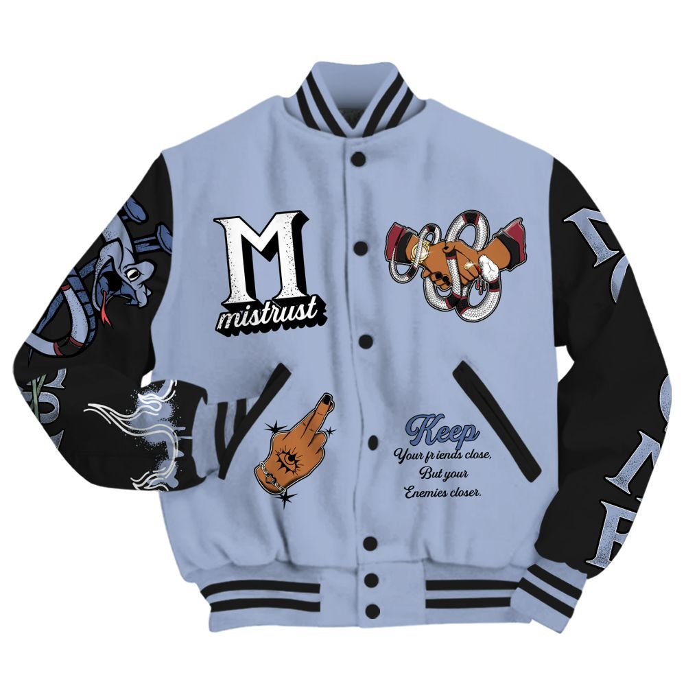 Varsity Jacket To Match Black Metallic 5s - Trust No One Snake-Bite Street Style All Over Print