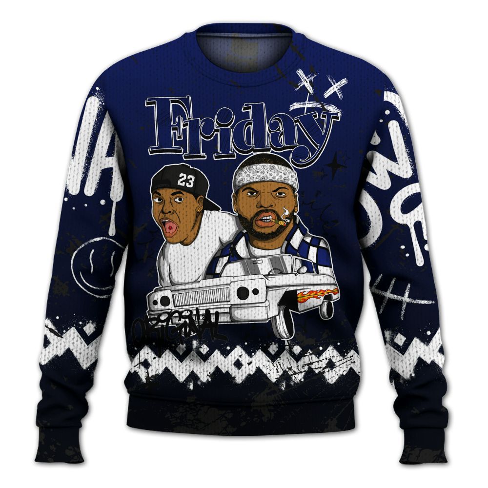 Knitted Sweater To Match Air Max Plus Black Racer Blue - Friday Sneaker Crayon