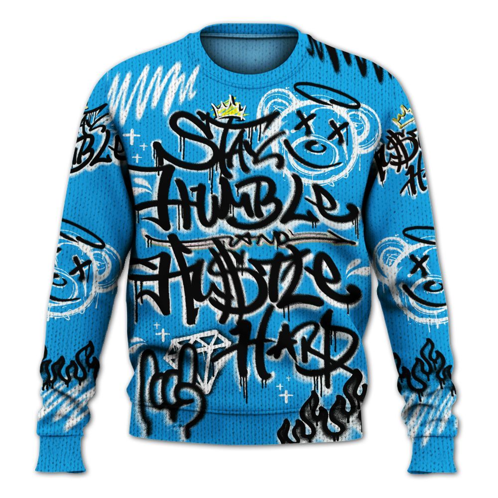 Knitted Sweater To Match Black University Blue 2022 13s - Humble Drip Streetwear Graffity