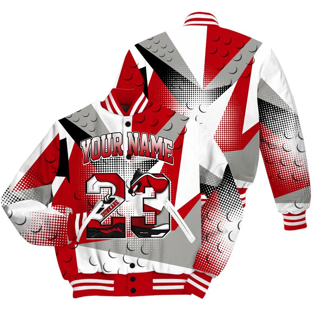 Varsity Jacket To Match Air Griffey Max Gray Reds 1s Shirt, Poly Custom Name Number 23 5s All Over Print